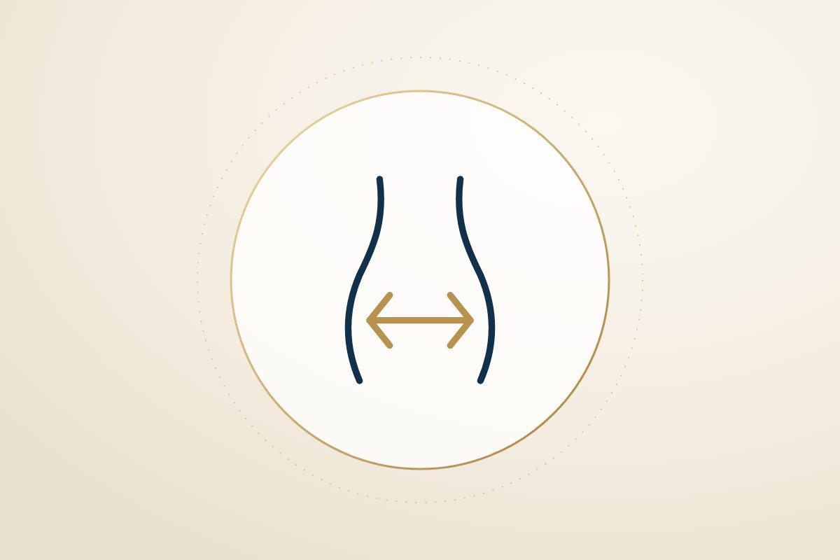 Minimal line drawing of a waist contour